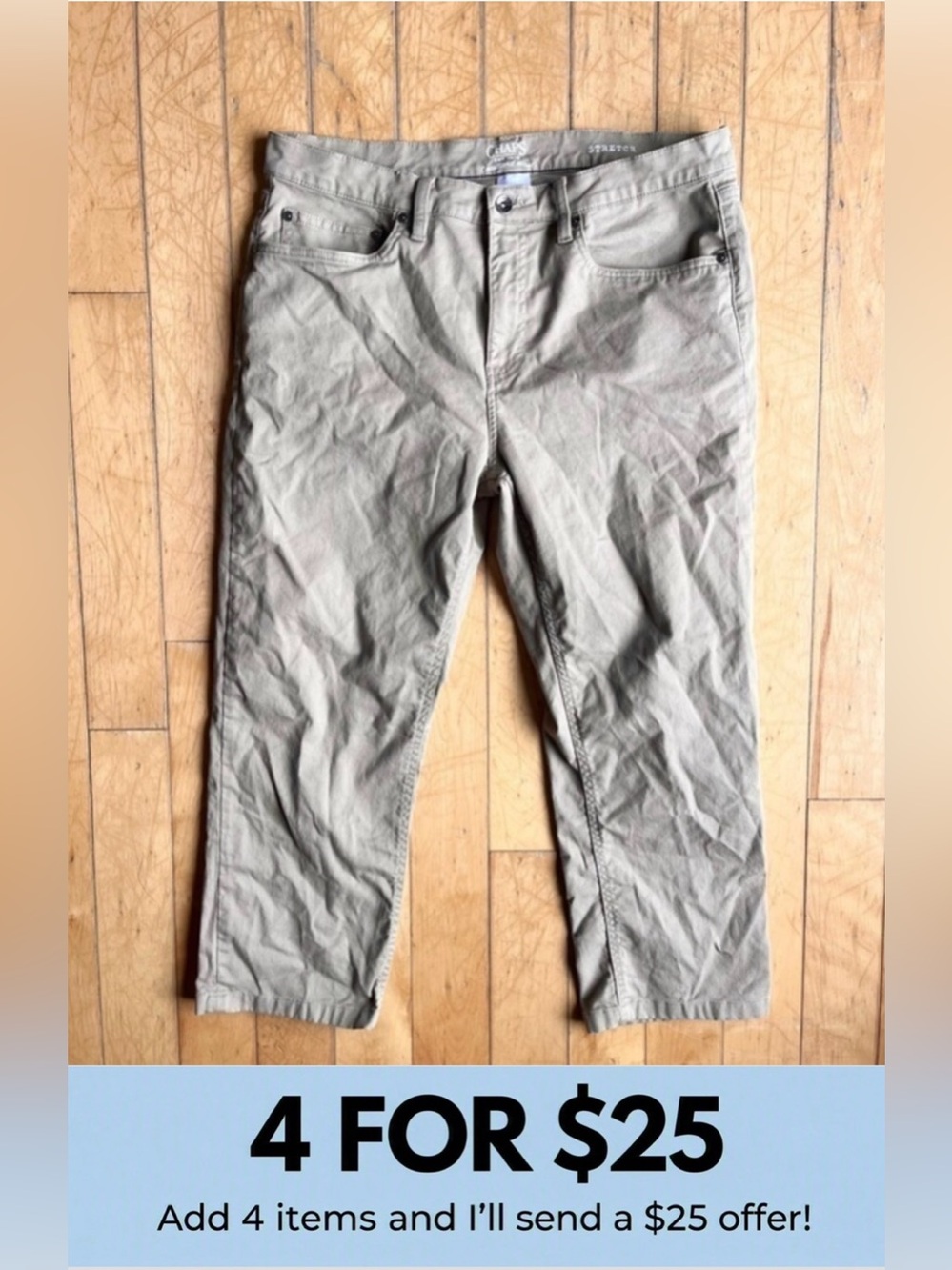 Chaps Stretch Fit Casual Beige Pants Size 36 X 32